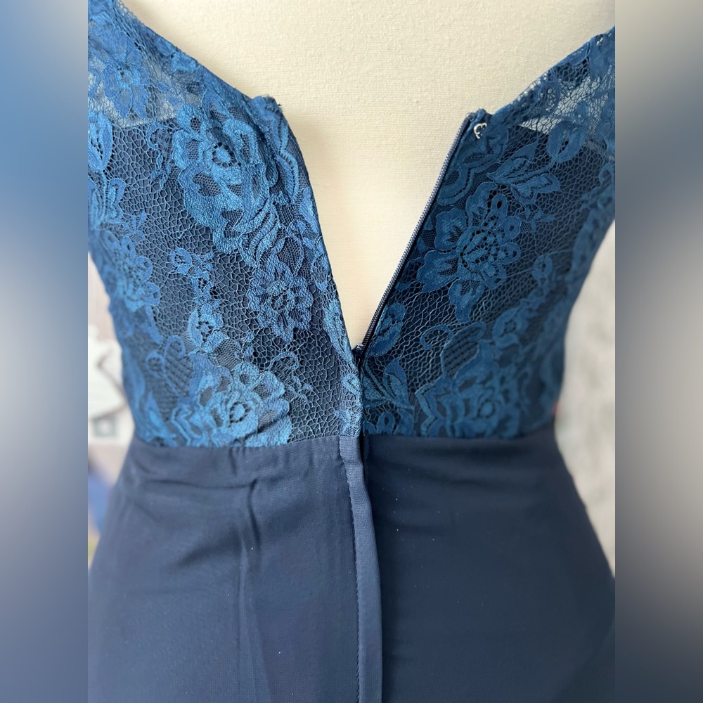 Elegant High Neck Lace Chiffon Bridesmaid WeddingGuest Evening Gown Sz XL NWT #7 - Picture 12 of 14